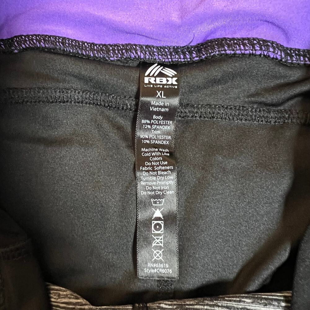 RBX Mid Rise Color Block Pull On Capri Workout Leggings Size XL Gym Athletic - Picture 4 of 8